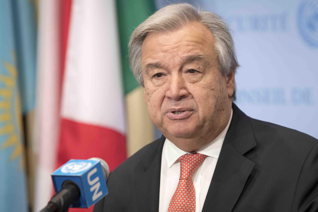 Secretary-General António Guterres addresses reporters at UN Headquarters. Photo: OSSG Guterres 7